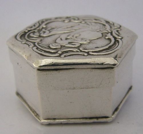 BEAUTIFUL GERMAN FRENCH SOLID SILVER PILL TRINKET BOX C1900 ANTIQUE - ADDITIONAL PHOTO 4