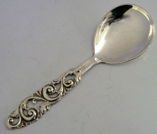 norwegian antique solid silver 830s caddy spoon c1950 tele pattern - CATEGORY: ANTIQUE SILVER - DATED 1950