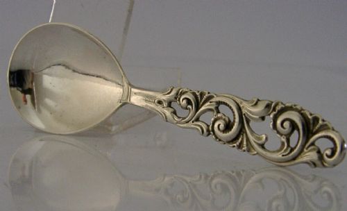 NORWEGIAN ANTIQUE SOLID SILVER 830S CADDY SPOON C1950 TELE PATTERN - ADDITIONAL PHOTO 2