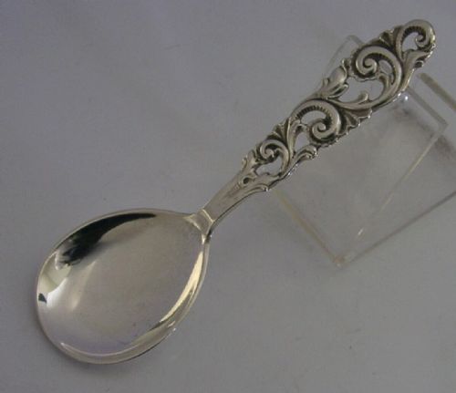 NORWEGIAN ANTIQUE SOLID SILVER 830S CADDY SPOON C1950 TELE PATTERN - ADDITIONAL PHOTO 3