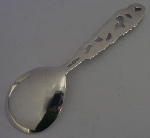 NORWEGIAN ANTIQUE SOLID SILVER 830S CADDY SPOON C1950 TELE PATTERN - ADDITIONAL PHOTO 5