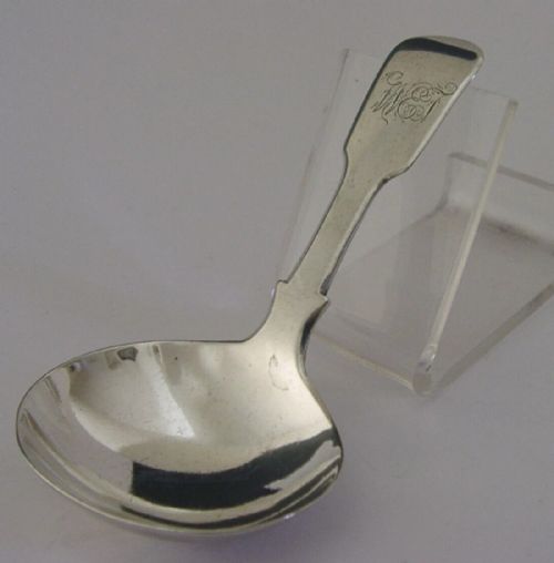 ENGLISH EARLY VICTORIAN STERLING SILVER FIDDLE PATTERN CADDY SPOON 1838 ANTIQUE - ADDITIONAL PHOTO 2
