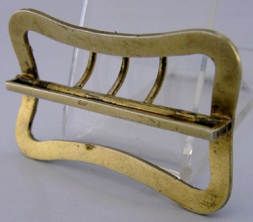 PRETTY 800 SOLID SILVER GILT TURQUIOSE SET BUCKLE C1910 - ADDITIONAL PHOTO 4
