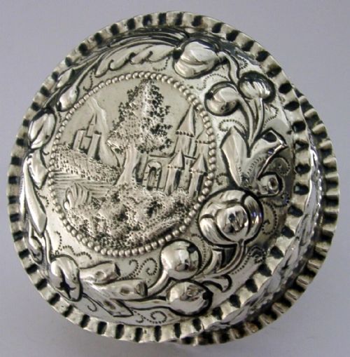 LARGE 196G GERMAN HANAU SOLID SILVER TABLE TRINKET JEWELLERY BOX C1900 ANTIQUE