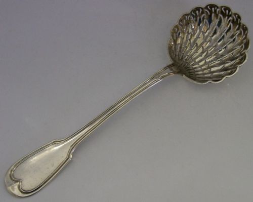 RARE C1820 FRENCH SOLID STERLING SILVER LARGE SUGAR SIFTER SPOON ANTIQUE 58G
