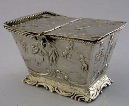 GERMAN STERING SILVER NOVELTY PICNIC BASKET BOX 1891 ANTIQUE ENGLISH IMPORT - ADDITIONAL PHOTO 4