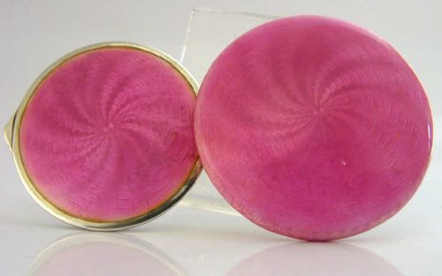 BEAUTIFUL ENGLISH SOLID STERLING SILVER PINK ENAMEL COMPACT BOX 1907 ANTIQUE - ADDITIONAL PHOTO 8