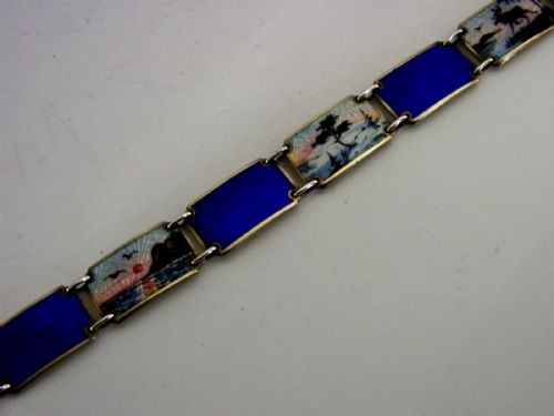 STUNNING NORWEGIAN STERLING SILVER ENAMEL BRACELET C1920 ANTIQUE POLAR BEAR - ADDITIONAL PHOTO 4