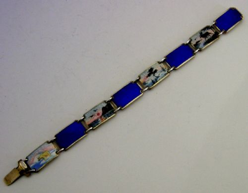 STUNNING NORWEGIAN STERLING SILVER ENAMEL BRACELET C1920 ANTIQUE POLAR BEAR - ADDITIONAL PHOTO 5