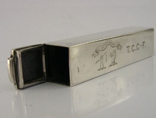 rare sterling silver crossferguson family sealing wax holder vesta case c1900 - CATEGORY: ANTIQUE SILVER - DATED 1900