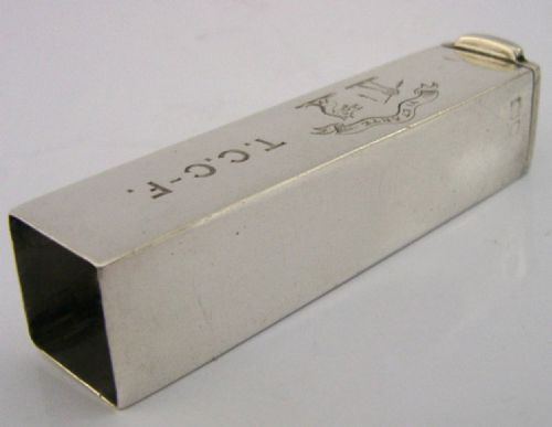RARE STERLING SILVER CROSSFERGUSON FAMILY SEALING WAX HOLDER VESTA CASE C1900 - ADDITIONAL PHOTO 3
