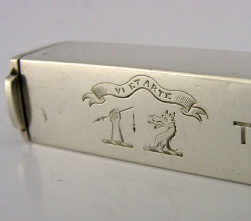 RARE STERLING SILVER CROSSFERGUSON FAMILY SEALING WAX HOLDER VESTA CASE C1900 - ADDITIONAL PHOTO 4