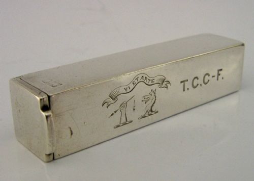 RARE STERLING SILVER CROSSFERGUSON FAMILY SEALING WAX HOLDER VESTA CASE C1900 - ADDITIONAL PHOTO 6