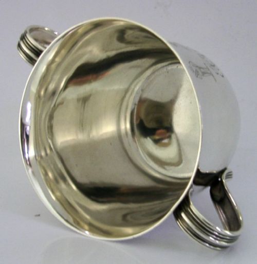 STERLING SILVER CORNEY DRAKE FAMILY CRESTED PORRINGER CUP BOWL 1905 ANTIQUE 136G - ADDITIONAL PHOTO 5
