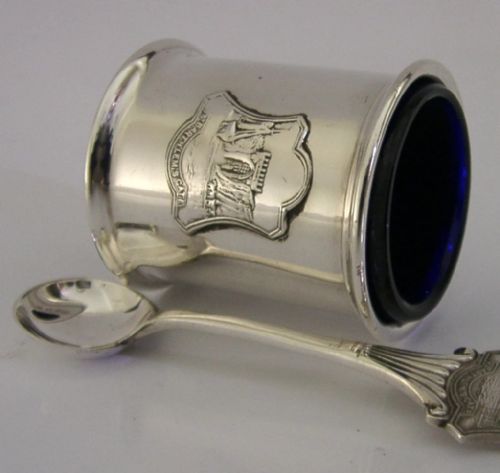 UNUSUAL STERLING SILVER ST BARTHLEM'S GATE LONDON SALT CELLAR SPOON 1935 - ADDITIONAL PHOTO 1