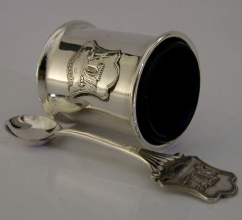 UNUSUAL STERLING SILVER ST BARTHLEM'S GATE LONDON SALT CELLAR SPOON 1935 - ADDITIONAL PHOTO 2