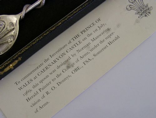 82G RARE STERLING SILVER WELSH DRAGON PRINCE CHARLES SPOON 1969 INVESTITURE - ADDITIONAL PHOTO 5