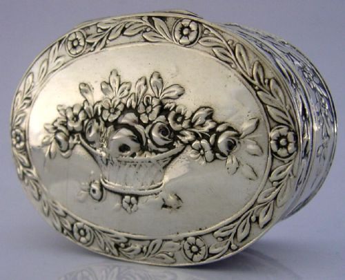 PRETTY 66G GERMAN HANAU SOLID SILVER TABLE BOX C1910 ANTIQUE FLOWER BASKET
