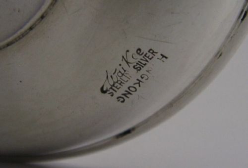 RARE CHINESE EXPORT STERLING SILVER COIN DISH 1930'S WAI KEE 60G - ADDITIONAL PHOTO 5
