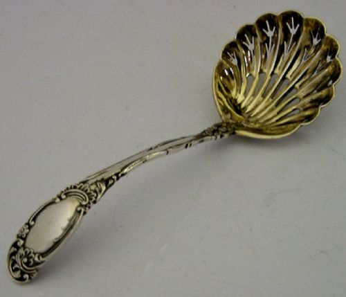 pretty english antique sterling silver sugar sifter spoon 1900 victorian - CATEGORY: ANTIQUE SILVER - DATED VICTORIAN