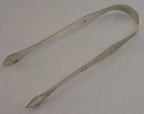 BATEMAN ANTIQUE STERLING SILVER BRIGHT CUT SUGAR TONGS 1803 GEORGIAN - ADDITIONAL PHOTO 5