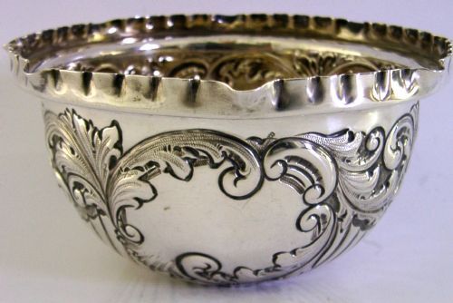 PRETTY DECENT SIZE ENGLISH EDWARDIAN STERLING SILVER BOWL 1901 ANTIQUE 114G - ADDITIONAL PHOTO 1