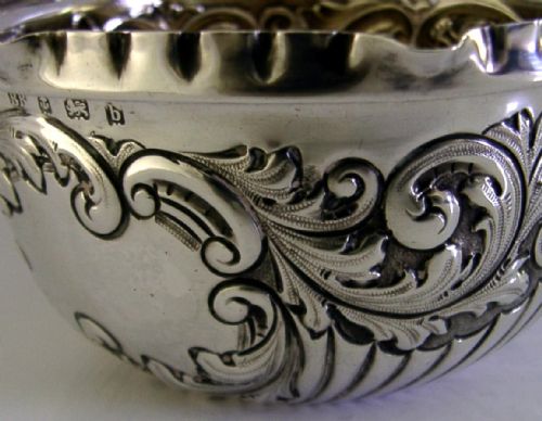 PRETTY DECENT SIZE ENGLISH EDWARDIAN STERLING SILVER BOWL 1901 ANTIQUE 114G - ADDITIONAL PHOTO 2