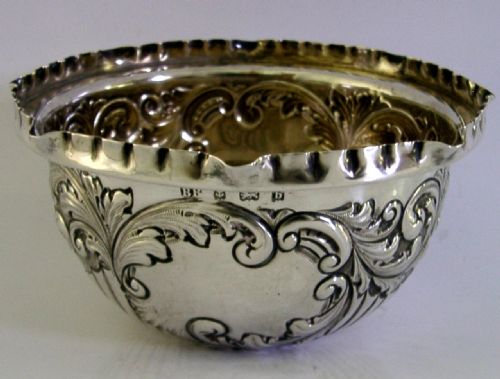 PRETTY DECENT SIZE ENGLISH EDWARDIAN STERLING SILVER BOWL 1901 ANTIQUE 114G - ADDITIONAL PHOTO 3