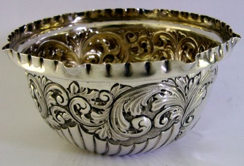 PRETTY DECENT SIZE ENGLISH EDWARDIAN STERLING SILVER BOWL 1901 ANTIQUE 114G - ADDITIONAL PHOTO 4