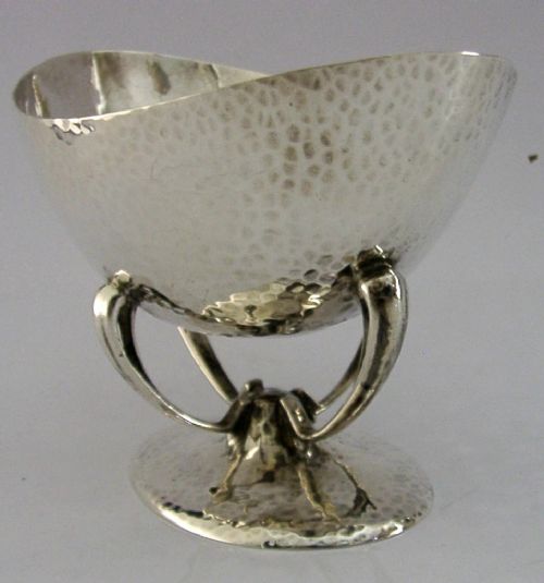 STUNNING ENGLISH STERLING SILVER ARTS CRAFTS DISH BOWL 1905 ANTIQUE 146G - ADDITIONAL PHOTO 2