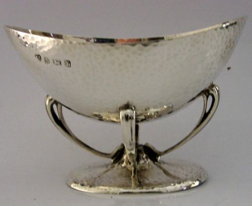 STUNNING ENGLISH STERLING SILVER ARTS CRAFTS DISH BOWL 1905 ANTIQUE 146G - ADDITIONAL PHOTO 4