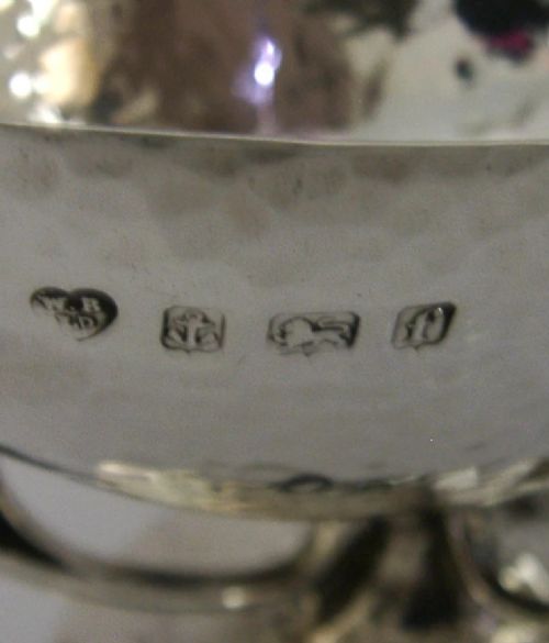 STUNNING ENGLISH STERLING SILVER ARTS CRAFTS DISH BOWL 1905 ANTIQUE 146G - ADDITIONAL PHOTO 8