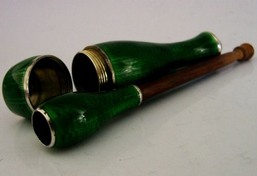stunning sterling silver enamel cigarette cheroot holder cased 1929 art deco - CATEGORY: ANTIQUE SILVER - DATED 1920
