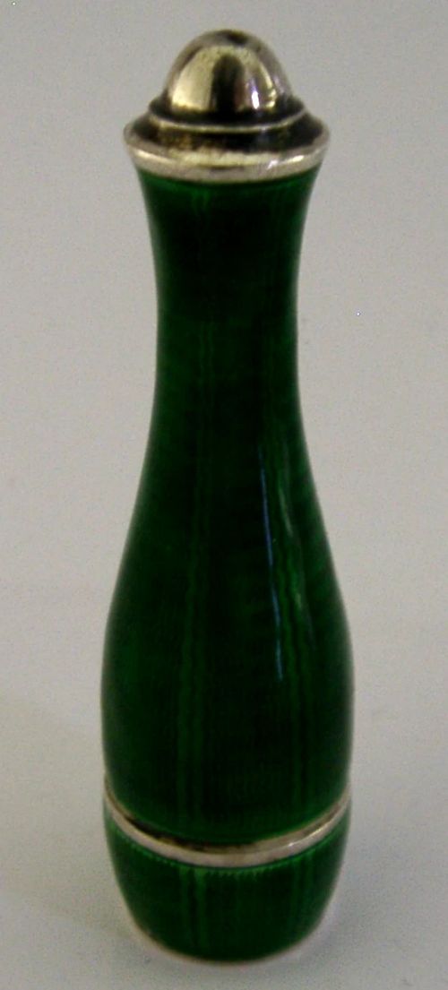 STUNNING STERLING SILVER ENAMEL CIGARETTE CHEROOT HOLDER CASED 1929 ART DECO - ADDITIONAL PHOTO 1