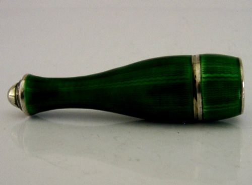 STUNNING STERLING SILVER ENAMEL CIGARETTE CHEROOT HOLDER CASED 1929 ART DECO - ADDITIONAL PHOTO 2