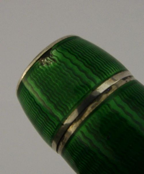 STUNNING STERLING SILVER ENAMEL CIGARETTE CHEROOT HOLDER CASED 1929 ART DECO - ADDITIONAL PHOTO 10