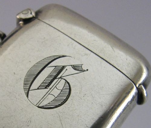 ENGLISH VICTORIAN SOLID STERLING SILVER 'G' VESTA MATCH CASE 1899 ANTIQUE - ADDITIONAL PHOTO 1