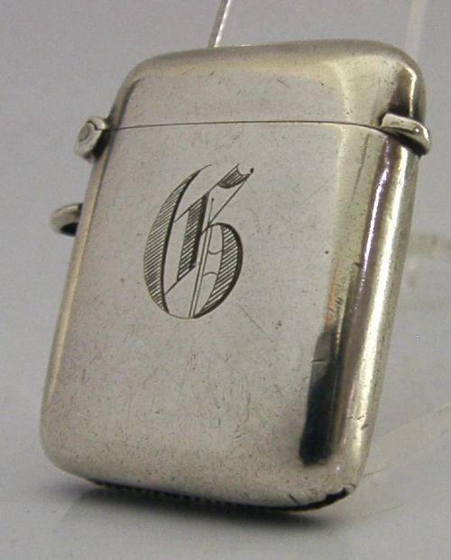 ENGLISH VICTORIAN SOLID STERLING SILVER 'G' VESTA MATCH CASE 1899 ANTIQUE - ADDITIONAL PHOTO 2