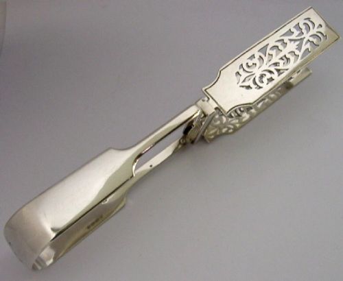 ROBBINS ROBYNS FAMILY CRESTED SERVING TONGS VICTORIAN ANTIQUE 1875 177G - ADDITIONAL PHOTO 3