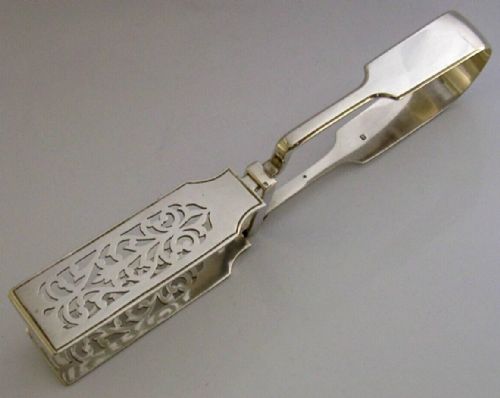 ROBBINS ROBYNS FAMILY CRESTED SERVING TONGS VICTORIAN ANTIQUE 1875 177G - ADDITIONAL PHOTO 10