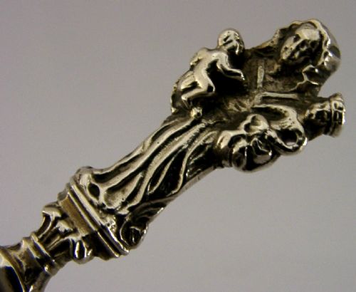 BEAUTIFUL NORWEGIAN ANTIQUE SOLID SILVER BAPTISM SPOON 1887 RELIGIOUS 40G - ADDITIONAL PHOTO 1