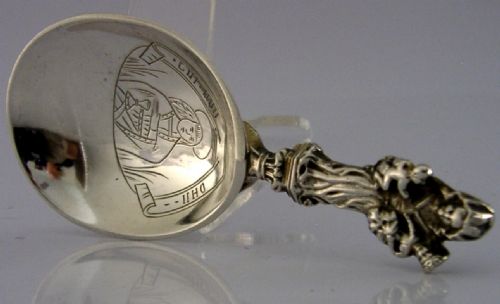 BEAUTIFUL NORWEGIAN ANTIQUE SOLID SILVER BAPTISM SPOON 1887 RELIGIOUS 40G - ADDITIONAL PHOTO 2
