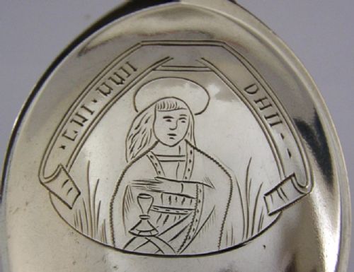 BEAUTIFUL NORWEGIAN ANTIQUE SOLID SILVER BAPTISM SPOON 1887 RELIGIOUS 40G - ADDITIONAL PHOTO 5