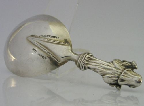 BEAUTIFUL NORWEGIAN ANTIQUE SOLID SILVER BAPTISM SPOON 1887 RELIGIOUS 40G - ADDITIONAL PHOTO 6