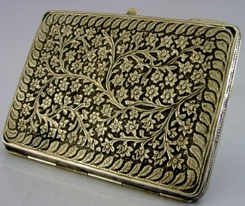 STUNNING INDIAN SOLID SILVER CIGARETTE CARD CASE C1890 ANTIQUE 112G KUTCH - ADDITIONAL PHOTO 5