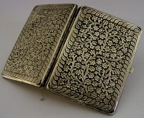 STUNNING INDIAN SOLID SILVER CIGARETTE CARD CASE C1890 ANTIQUE 112G KUTCH - ADDITIONAL PHOTO 6