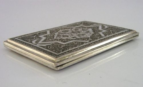 stunning eastern solid silver cigarette case c1920 antique 134g - CATEGORY: ANTIQUE SILVER - DATED 1920