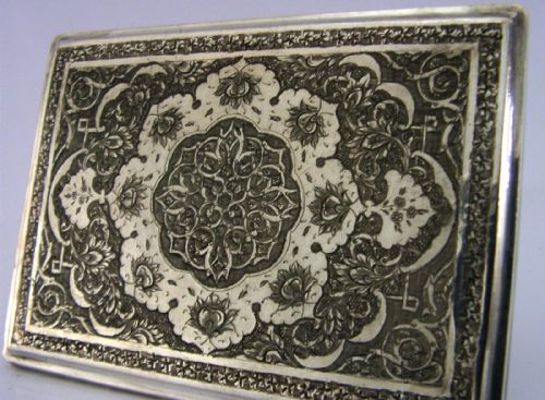 STUNNING EASTERN SOLID SILVER CIGARETTE CASE C1920 ANTIQUE 134G - ADDITIONAL PHOTO 2