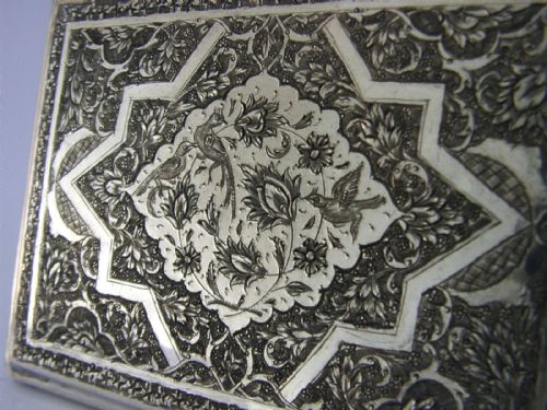 STUNNING EASTERN SOLID SILVER CIGARETTE CASE C1920 ANTIQUE 134G - ADDITIONAL PHOTO 3