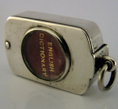 S MORDAN STERLING SILVER MAGNIFYING GLASS MINIATURE ENGLISH DICTIONARY BOX 1893 - ADDITIONAL PHOTO 1